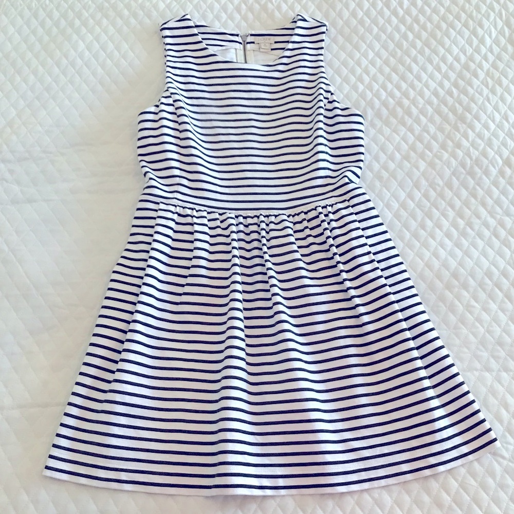 JCREW Black White Stripe Fit & Flare Dress MP